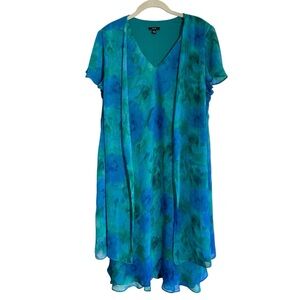 R&K Watercolor Floral Dress Sz 16